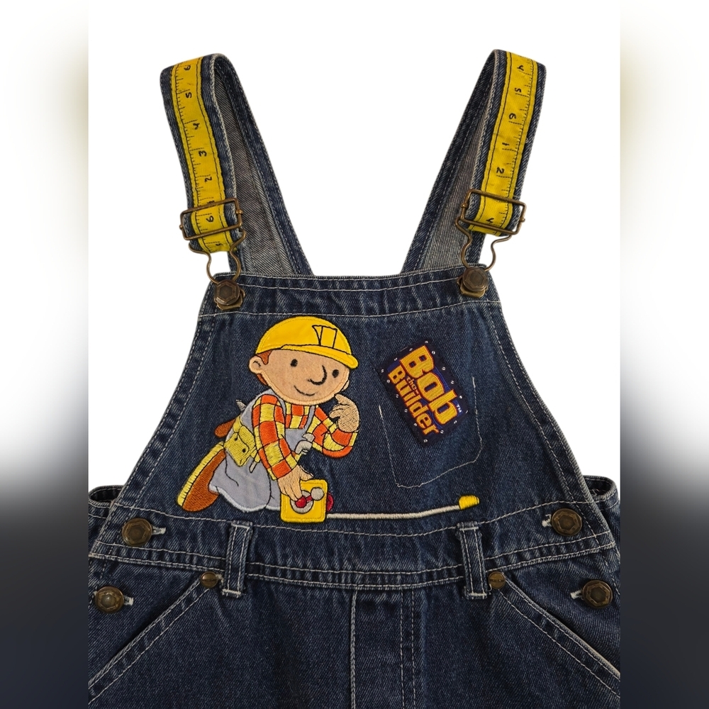 Vintage Y2K Bob the Builder Denim Overalls Size 5 Kids 100% Cotton - Picture 2 of 10